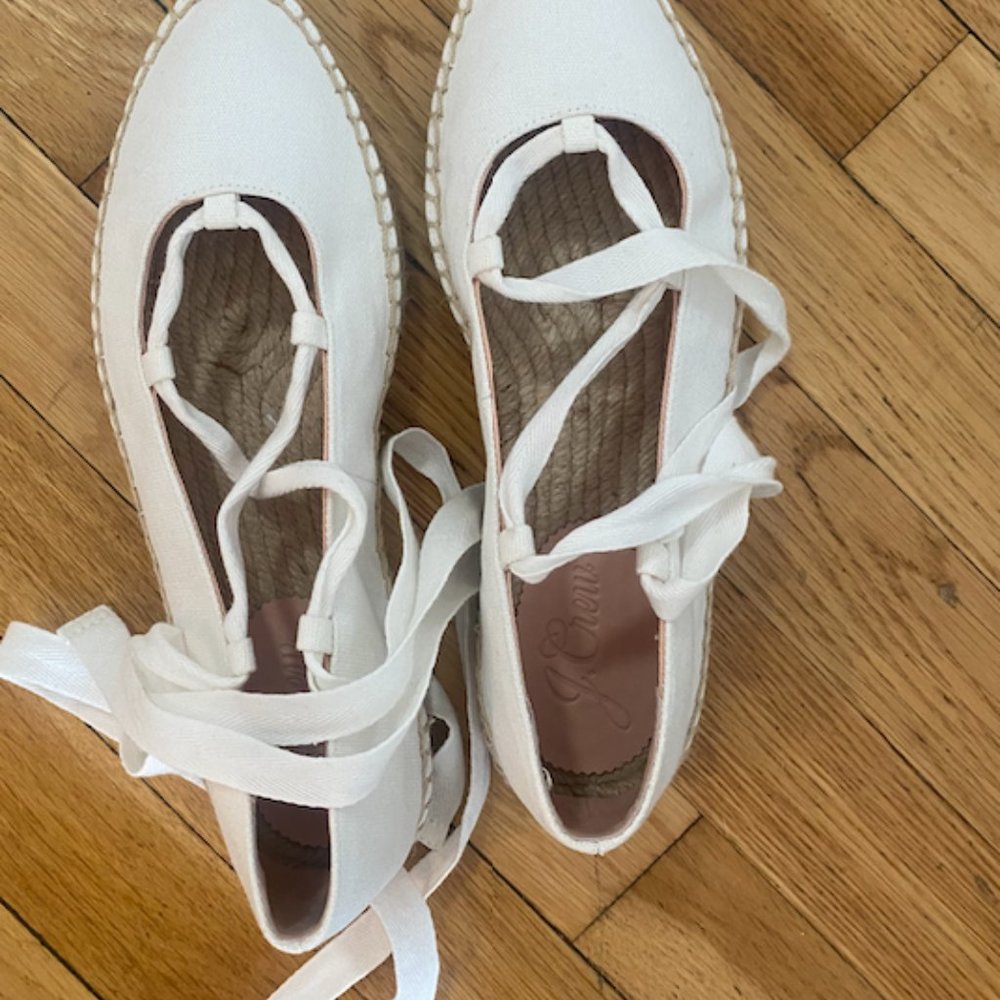 J.Crew Canvas lace-up espadrille flats